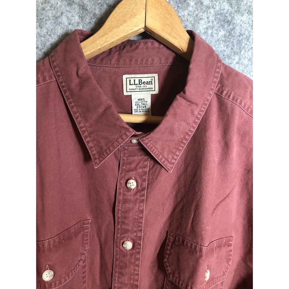 L.L. Bean Shirt Mens 2XLT Red Sunwashed Canvas Hiking Camping Fishing New w Tags